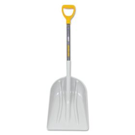 Poly Scoop with Hardwood Handle, 20 in L x 15 in W Blade, Square Point, 27 in D-Grip Handle