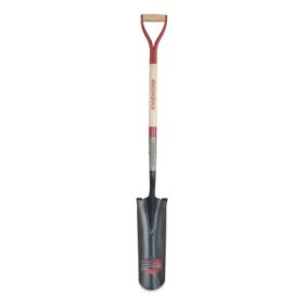 Drain Spade, 5.75 in W x 16 in L, Round Pointed, 23.5 in Straight Hardwood Handle, D-Grip