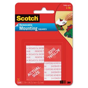 Precut Foam Mounting 1" Squares, Double-Sided, Removable, 16/Pack