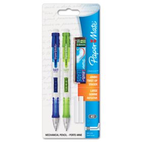 Clear Point Mechanical Pencil, 0.9 Mm, Hb (#2.5), Black Lead, Assorted Barrel Colors, 2/Pack