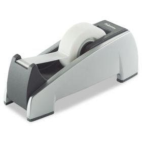 Office Suites Desktop Tape Dispenser, 1" Core, Plastic, Heavy Base, Black/Silver