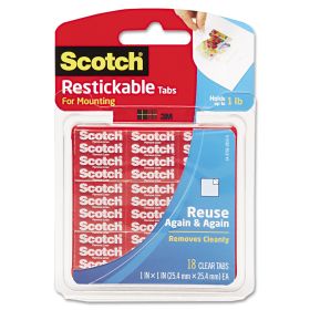 Restickable Mounting Tabs, 1" x 1", 18/Pack
