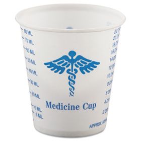 Paper Medical And Dental Graduated Cups, 3 Oz, White/Blue, 100/Bag, 50 Bags/Carton