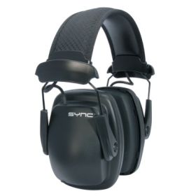 Sync Stereo Earmuff, 25 dB NRR, Black, Over the Head