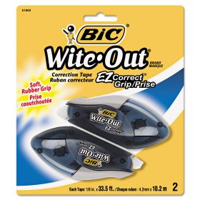 Wite-Out Ez Correct Grip Correction Tape, Nonrefill, 1/6" X 402", 2/Pk