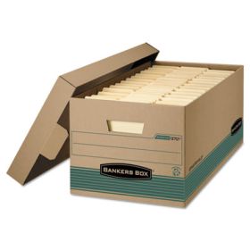 Stor/File Medium-Duty Storage Boxes, Legal Files, 15.88" X 25.38" X 10.25", Kraft/Green, 12/Carton