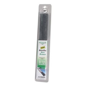 Ergotec Replacement Squeegee Blades, 16 Inches, Black Rubber, Soft, 12/Pack