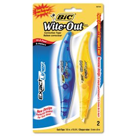 Wite-Out Brand Exact Liner Correction Tape, Non-Refillable, Blue/Orange, 1/5" X 236", 2/Pack