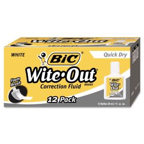 Wite-Out Quick Dry Correction Fluid, 20 Ml Bottle, White, 1/Dozen