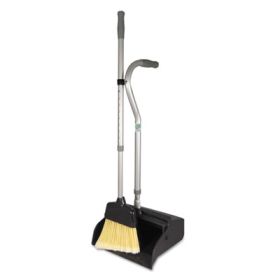 Telescopic Ergo Dust Pan With Broom, 12" Wide, 45" High, Metal, Gray/Silver