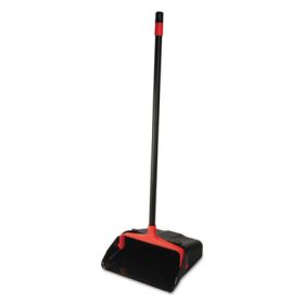 Maxi-Plus Lobby Dust Pan With Rear Wheels, Black, 13"Wide, 30"Handle, 6/Carton