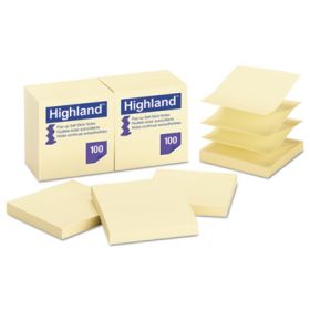 Self-Stick Pop-Up Notes, 3 x 3, Yellow, 100-Sheet, 12/PK