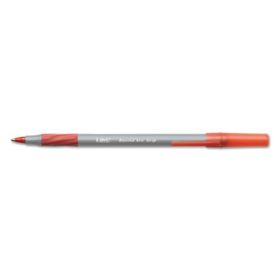 Round Stic Grip Xtra Comfort Ballpoint Pen, Easy-Glide, Stick, Medium 1.2 Mm, Red Ink, Gray/Red Barrel, Dozen