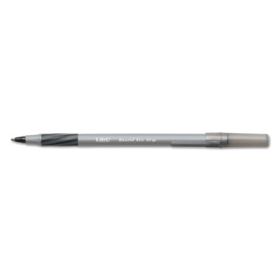 Round Stic Grip Xtra Comfort Ballpoint Pen, Easy-Glide, Stick, Medium 1.2 Mm, Black Ink, Gray/Black Barrel, Dozen