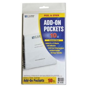 PEEL AND STICK ADD-ON FILING POCKETS, 25", 11 X 8 1/2, 10/PACK