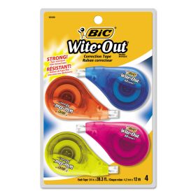 Wite-Out Ez Correct Correction Tape, Non-Refillable, 1/6" X 400", 4/Pack