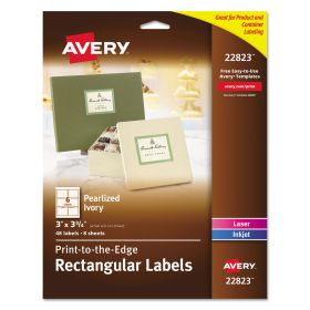 Rectangle Labels, Inkjet/Laser Printers, 3 x 3.75, Pearl Ivory, 6/Sheet, 8 Sheets/Box