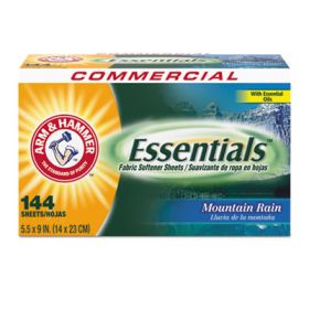 Essentials Dryer Sheets, Mountain Rain, 144 Sheets/Box
