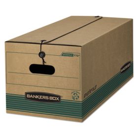 Stor/File Medium-Duty Strength Storage Boxes, Legal Files, 15.25" X 24.13" X 10.75", Kraft/Green, 12/Carton