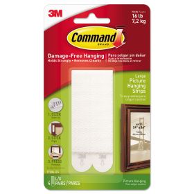 Picture Hanging Strips, Removable, 0.5" x 3.63", White, 4 Pairs/Pack