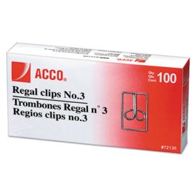 Regal Clips, Medium (No. 3), Silver, 100/Box