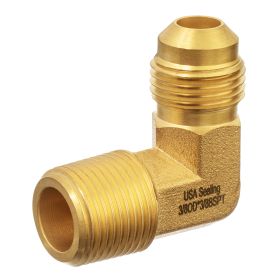 45 Degree Flared Tube Fitting - Brass - Male Elbow - 3/8" Tube OD x 1/8" BSPT Male