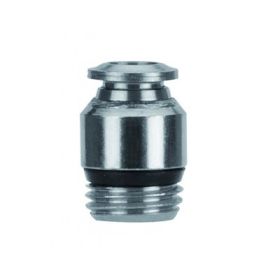Push to Connect Tube Fitting - Nickel Plated Brass w/ Metal Release Ring - Male Straight (Internal Hex) - 4mm Tube OD x M5 Metric Male