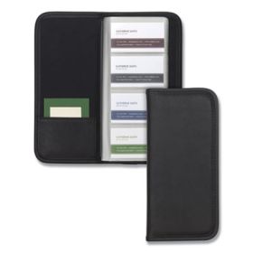Professional Vinyl Business Card File, Holds 160 2 x 3.5 Cards, 4.75 x 10.13, Black