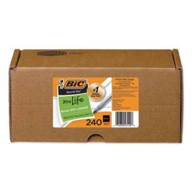 Round Stic Xtra Life Ballpoint Pen Xtra-Value Pack, Stick, Medium 1 Mm, Black Ink, Black Barrel, 240/Carton