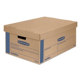 SmoothMove Prime Moving and Storage Boxes, Large, Half Slotted Container (HSC), 24" x 15" x 10", Brown Kraft/Blue, 8/Carton