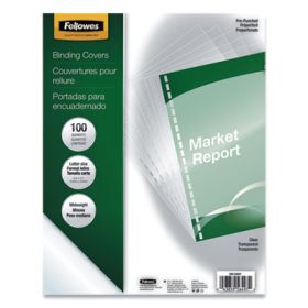 Crystals Presentation Covers w/Square Corner, 3-Hole, 11 x 8 1/2, Clear, 100/PK
