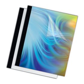 Thermal Binding System Covers, 90-Sheet Cap, 11 x 8.5, Clear/Black, 10/Pack