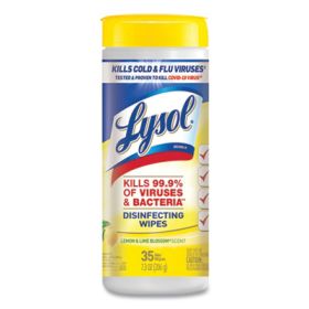 Disinfecting Wipes, 7 X 7.25, Lemon And Lime Blossom, 35 Wipes/Canister