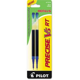 Refill For Pilot Precise V5 Rt Rolling Ball, Extra-Fine Point, Blue Ink, 2/Pack
