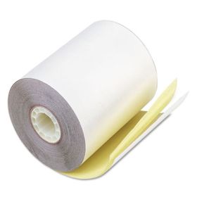 Impact Printing Carbonless Paper Rolls, 0.69" Core, 3.25" x 80 ft, White/Canary, 60/Carton