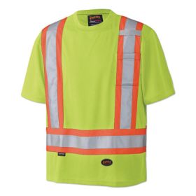 6990U/6991U Birdseye Hi-Viz Safety T-Shirt, Short Sleeves, Small, Yellow/Green