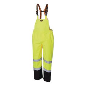 5404AU/5405AU HV 300D Ripstop Waterproof Safety Bib Pant, Large, Y/G