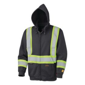 337Sfu/338Sfu Flame Resistant Zip-Style Safety Hoodie, 4Xl, Black