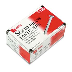 Brass Prong Paper Fasteners, #7, 2" Capacity, Brass, 100/Box