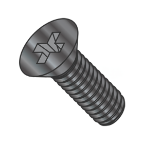 Military Grade MS51960 Machine Screw - Phillips Drive Flat Head - Black Oxide 18-8 Stainless Steel - 10-32 Thread - 7/16" Long