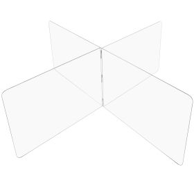 Clear Plastic Compartment Divider - 1/4" T x 48" H - For 96" x 96" Table - 48" W x 48" D Compartments with Open Ends - 4 Person