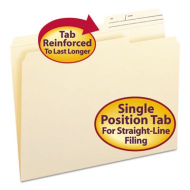 Legal Size Smead File Folder 100 Per Box Guide Height Manila Reinforced 2/5 Cut Printed Tab Right Position 15388 